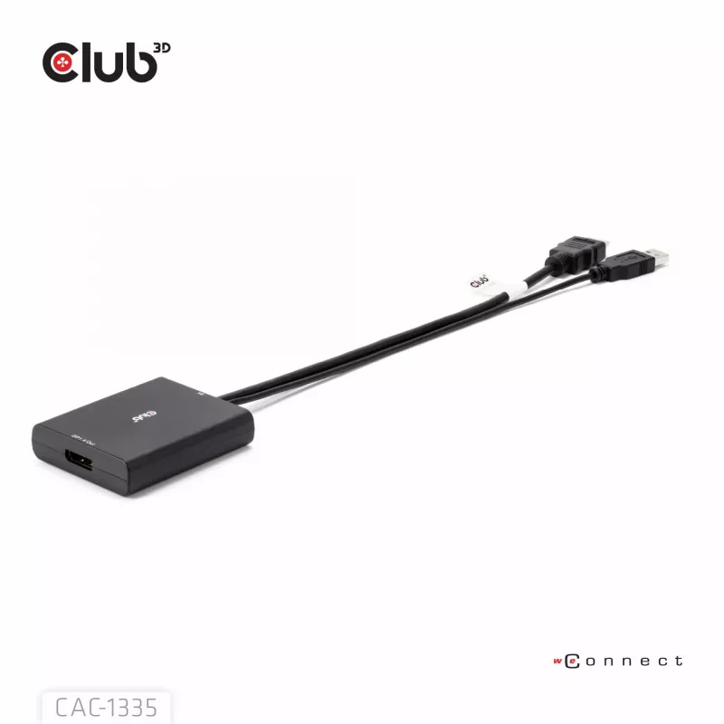 CLUB3D HDMI + Micro USB uz DisplayPort™ 4K120Hz vai 8K30Hz M/F aktīvais adapteris
