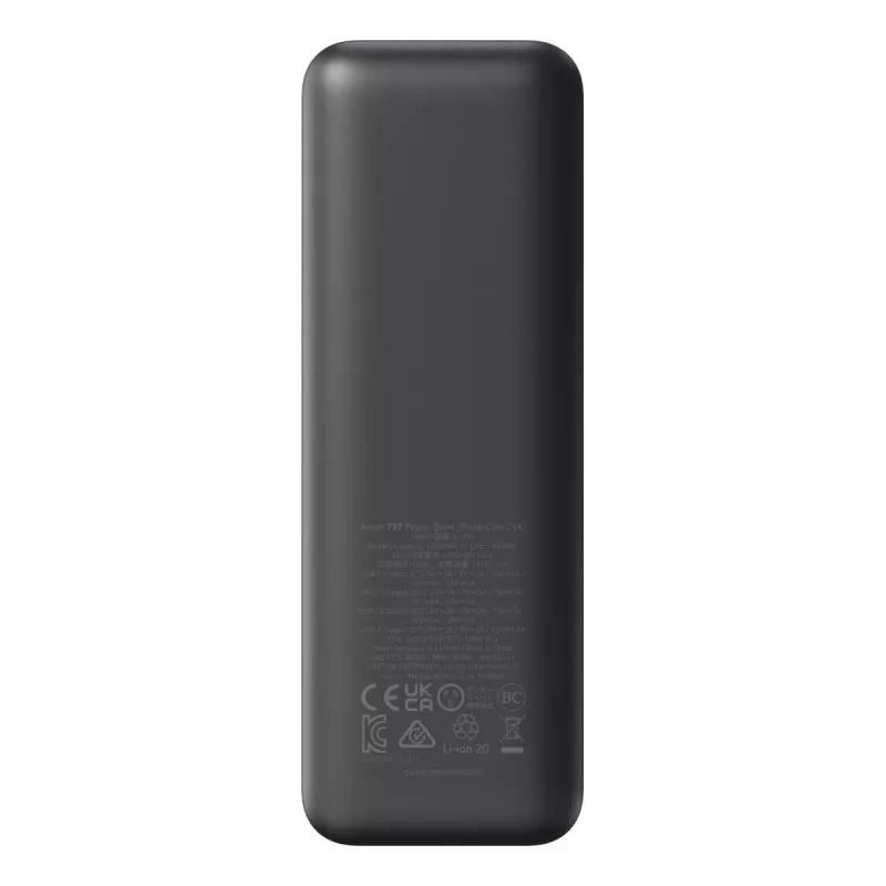 Pārnēsājamais lādētājs Anker 737 (A1289011) — 24000 mAh, 140W, 2× USB-C + 1× USB-A, Sudrabs/Melns