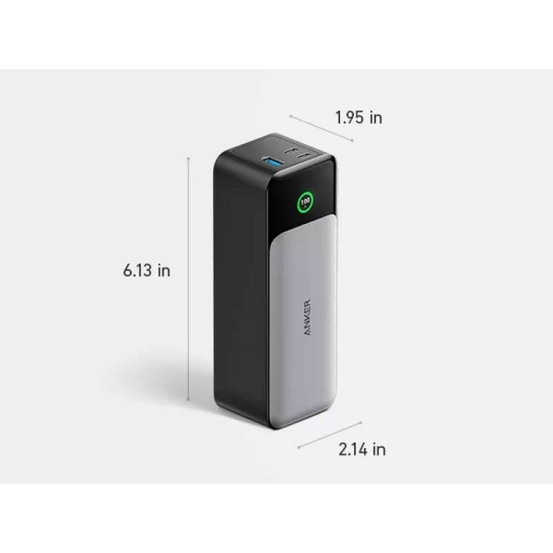 Pārnēsājamais lādētājs Anker 737 (A1289011) — 24000 mAh, 140W, 2× USB-C + 1× USB-A, Sudrabs/Melns