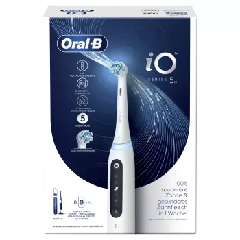 Oral-B iO Series 5 pieaugušo rotējošā-oscilējošā zobu birste, balta