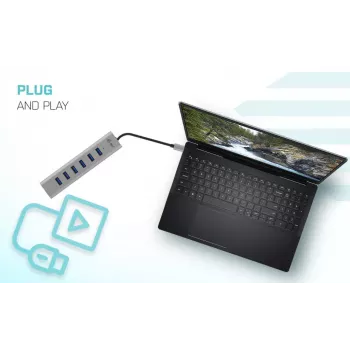 i-tec USB-C uzlādes metāla centrmezgls 7 portu USB 3.2 Gen 1 Type-C Type-A