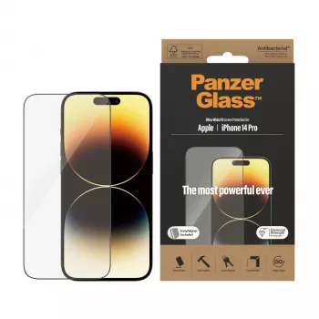 PanzerGlass ekrāna aizsargs Apple iPhone 14 Pro Ultra-Wide Fit EasyAligner – triecienizturīgs, pret skrāpējumiem