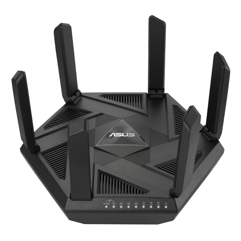 Bezvadu maršrutētājs ASUS RT-AXE7800, trijos joslas (2.4 GHz / 5 GHz / 6 GHz), Melns