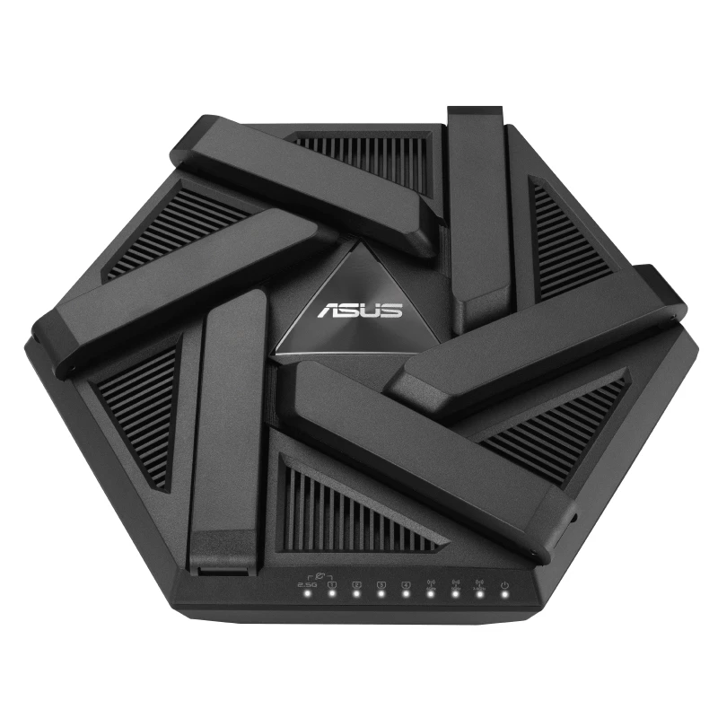 Bezvadu maršrutētājs ASUS RT-AXE7800, trijos joslas (2.4 GHz / 5 GHz / 6 GHz), Melns