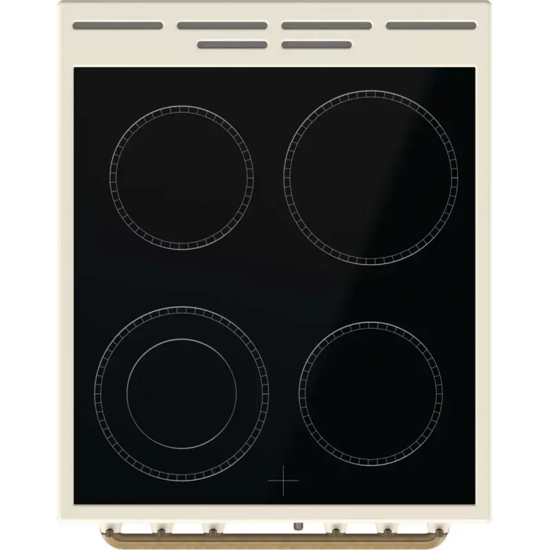 Brīvi stāvoša plīts Gorenje GECS5B70CLI, elektriskā keramiskā virsma 4 zonas, 70 L cepeškrāsns, ziloņkaula krāsa, 500 mm platums