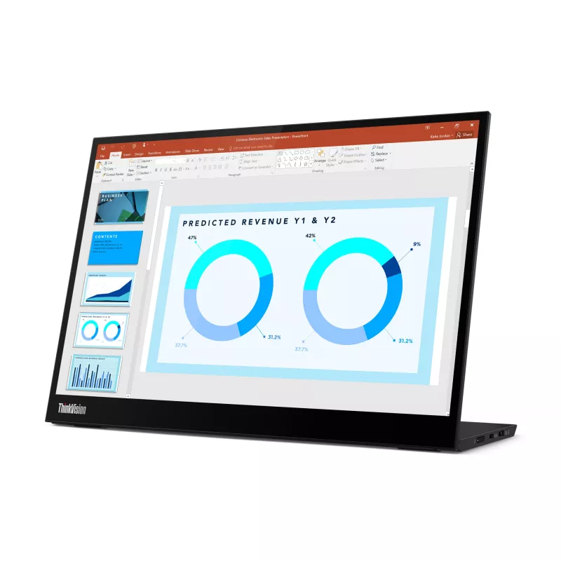 Lenovo ThinkVision M14d monitors, 35.6 cm (14 collas), 2240 x 1400 pikseļi, 2.2K, LED, 8 ms, Melns