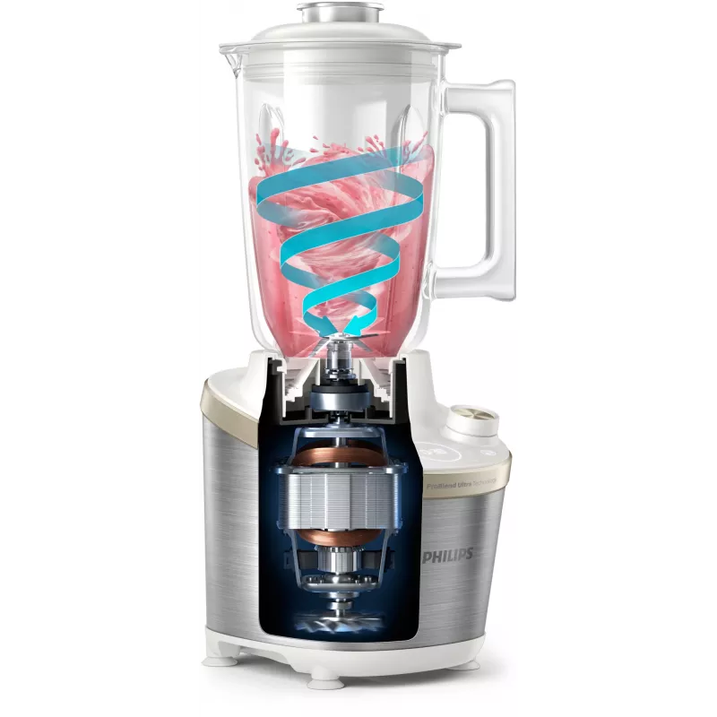 Philips 7000 series HR3760/01 blenderis 2 L galda blenderis 1500 W Nerūsējošais tērauds, Balts