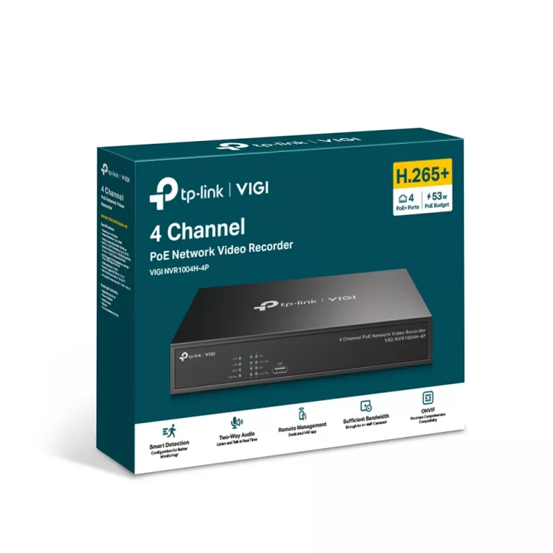 TP-Link VIGI 4 kanālu PoE+ tīkla video ierakstītājs NVR1004H-4P
