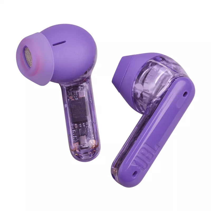JBL Tune Flex Ghost Edition austiņas True Wireless Stereo (TWS) Iekšauss Zvanu/Mūzikas Bluetooth Violetas, Caurspīdīgas