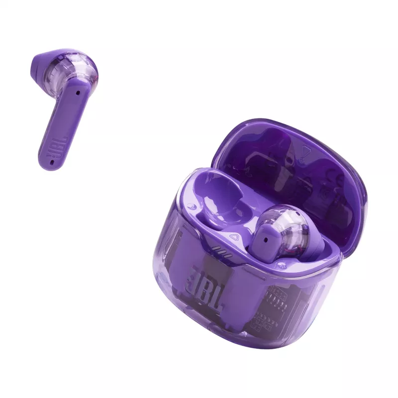 JBL Tune Flex Ghost Edition austiņas True Wireless Stereo (TWS) Iekšauss Zvanu/Mūzikas Bluetooth Violetas, Caurspīdīgas