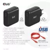 CLUB3D Ceļojumu Lādētājs 100 W GaN, USB-IF TID sertificēts, viens USB Type-C ports, Power Delivery 3.0 atbalsts