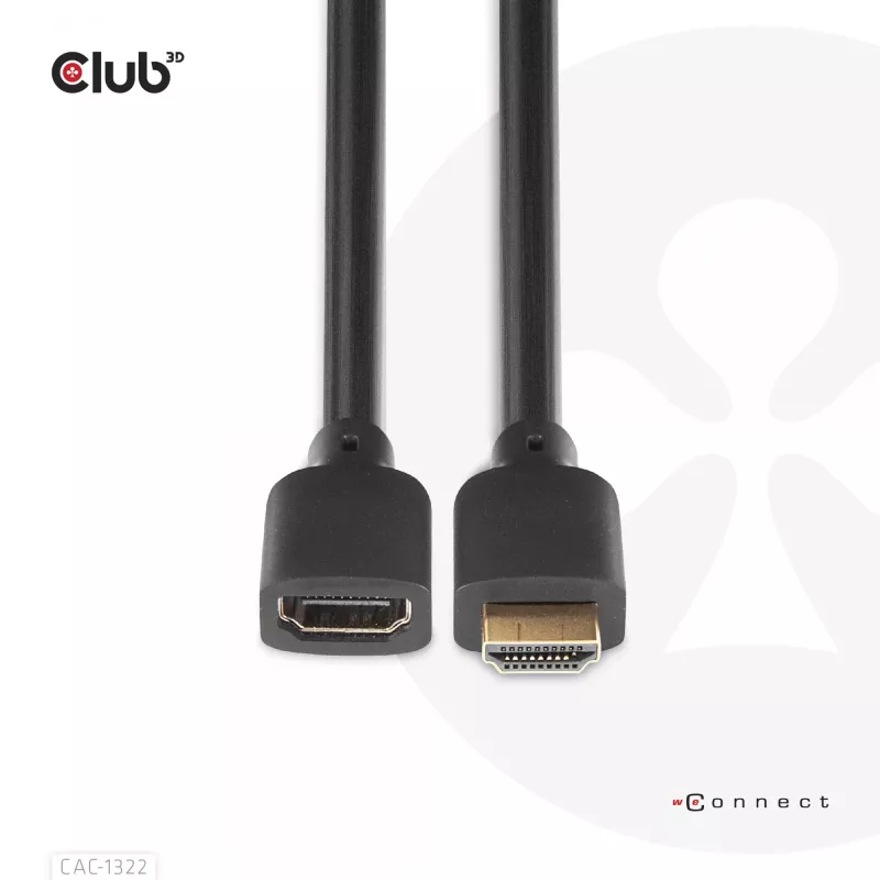 Club 3D CAC-1322 Ultra High Speed HDMI 2.1 pagarinātājkabelis, 4K, M/F, 1 m, melns