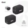 CLUB3D CAC-1913 Ceļojumu lādētājs PPS 65W GaN tehnoloģija, Trīs porti (2x USB Type-C + USB Type-A) Power Delivery 3.0 atbalsts