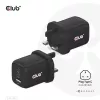 CLUB3D CAC-1913 Ceļojumu lādētājs PPS 65W GaN tehnoloģija, Trīs porti (2x USB Type-C + USB Type-A) Power Delivery 3.0 atbalsts