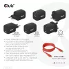 CLUB3D CAC-1913 Ceļojumu lādētājs PPS 65W GaN tehnoloģija, Trīs porti (2x USB Type-C + USB Type-A) Power Delivery 3.0 atbalsts