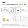 CLUB3D CAC-1913 Ceļojumu lādētājs PPS 65W GaN tehnoloģija, Trīs porti (2x USB Type-C + USB Type-A) Power Delivery 3.0 atbalsts