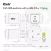 CLUB3D CAC-1913 Ceļojumu lādētājs PPS 65W GaN tehnoloģija, Trīs porti (2x USB Type-C + USB Type-A) Power Delivery 3.0 atbalsts