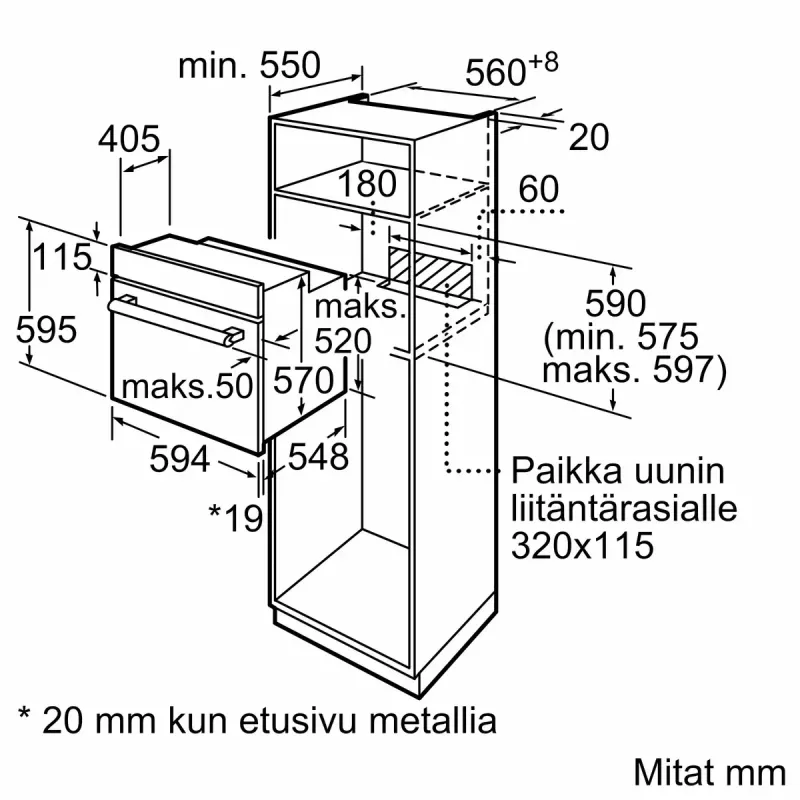 Iebūvējamā elektriskā cepeškrāsns Bosch Serie 2 HBF010BV1S — 66 L, rotācijas vadība, halogēna lampa, A klase, balta