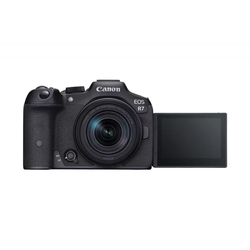 Canon EOS R7 bezspoguļa kamera ar RF-S 18-150mm F3.5-6.3 IS STM objektīvu, 32,5 MP CMOS, 4K video, 0,53 kg, melna