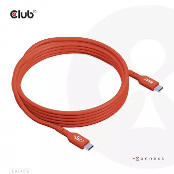 CLUB3D CAC-1513 USB2.0 Type-C abpusējs USB-IF sertificēts kabelis, dati 480Mb, PD 240W (48V/5A) EPR, vīriešu/vīriešu, 3m