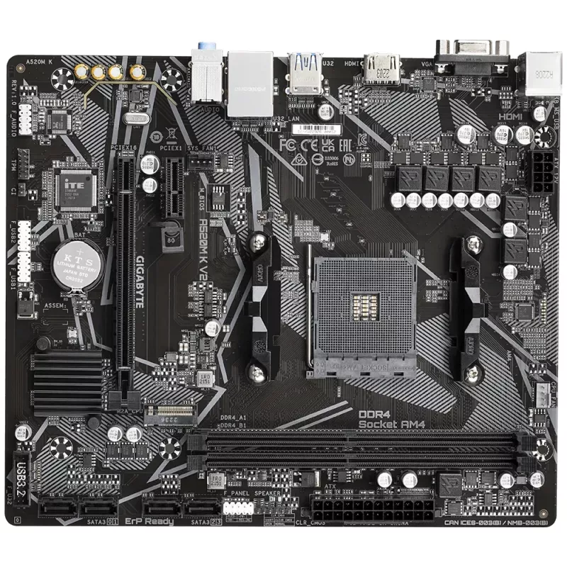 Mātesplate GIGABYTE A520M K V2 – AM4, DDR4, M.2, GbE LAN
