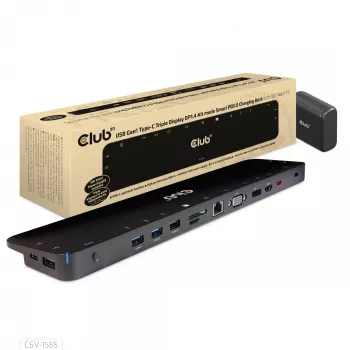 CLUB3D USB Gen1 Type-C Trīs Ekrānu DP1.4 Alt Mode Viedā PD3.0 Uzlādes Dokstacija ar 100 W Barošanas Bloku