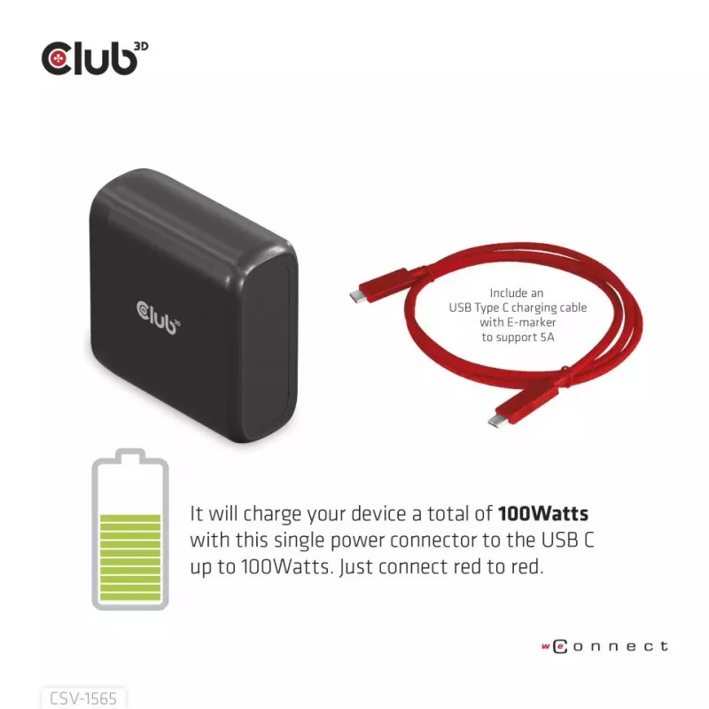 CLUB3D USB Gen1 Type-C Trīs Ekrānu DP1.4 Alt Mode Viedā PD3.0 Uzlādes Dokstacija ar 100 W Barošanas Bloku