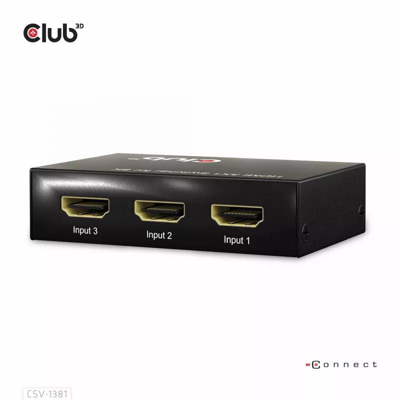 Club3D CSV-1381 HDMI slēdzis 3 uz 1, 8K60Hz/4K120Hz