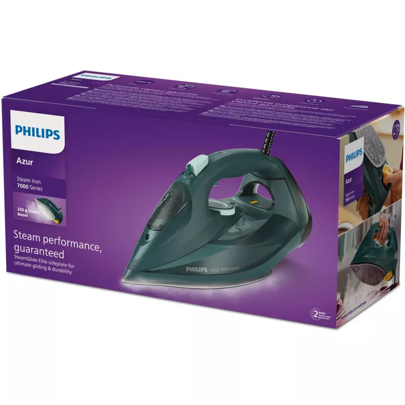 Philips 7000 sērijas DST7050/70 tvaika gludeklis, SteamGlide Elite zole, 2800 W, zaļš