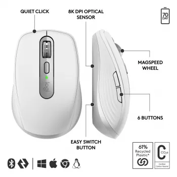 LOGTECH MX Anywhere 3S Business - Bāli Pelēks - EMEA