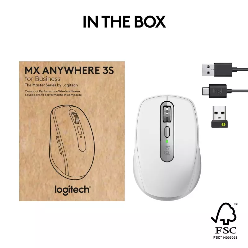 LOGTECH MX Anywhere 3S Business - Bāli Pelēks - EMEA