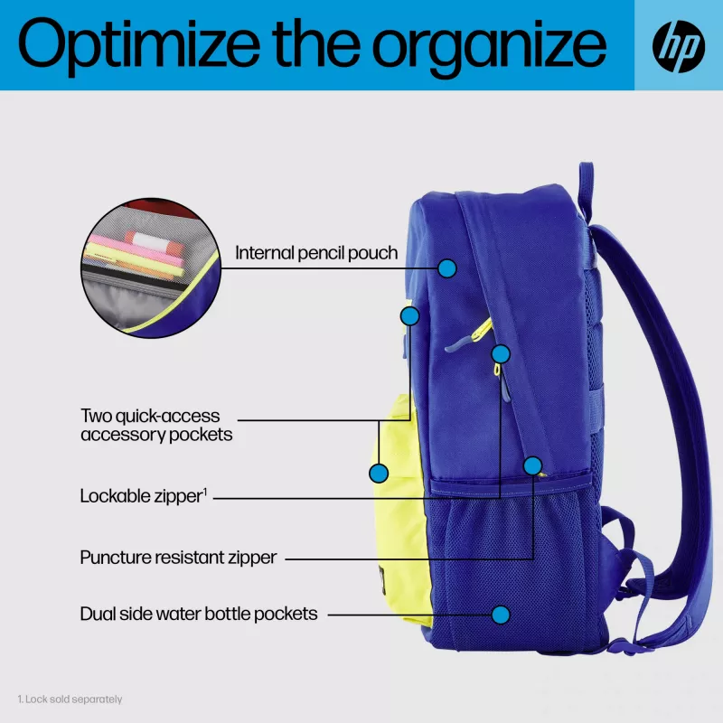 Ikdienas mugursoma HP Campus Blue Backpack zila dzeltena poliesters 295x185x435mm