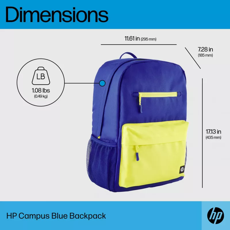 Ikdienas mugursoma HP Campus Blue Backpack zila dzeltena poliesters 295x185x435mm