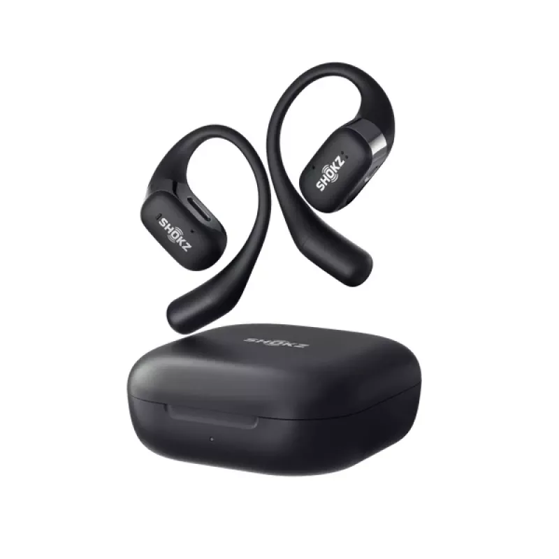 SHOKZ OpenFit bezvadu austiņas ar ausu āķiem, zvaniem/mūzikai/sportam/ikdienai, Bluetooth, melnas