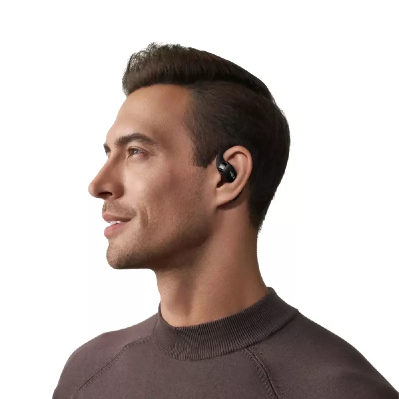 SHOKZ OpenFit bezvadu austiņas ar ausu āķiem, zvaniem/mūzikai/sportam/ikdienai, Bluetooth, melnas
