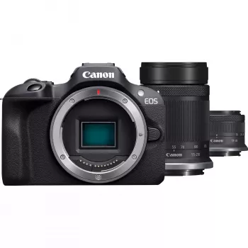 Canon EOS R100 + RF-S 18-45mm F4.5-6.3 IS STM + RF-S 55-200mm F5-7.1 IS STM komplekts bezspoguļa kamera 24.1 MP CMOS 6000 x 4000 pikseļi Melna