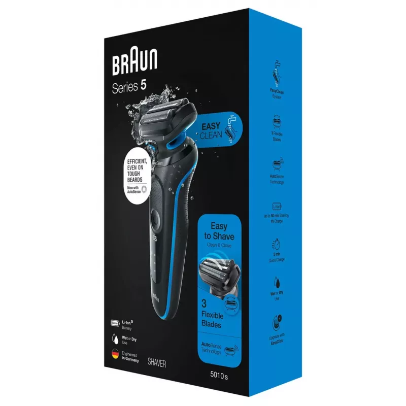Braun 51-B1000s Skūšanās aparāts ar foliju, Melns, Zils