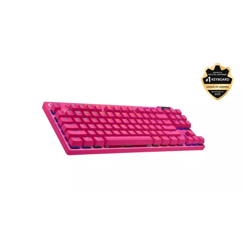 Logitech G Pro X TKL Lightspeed spēļu tastatūra - Bluetooth - Rozā US International Tactile