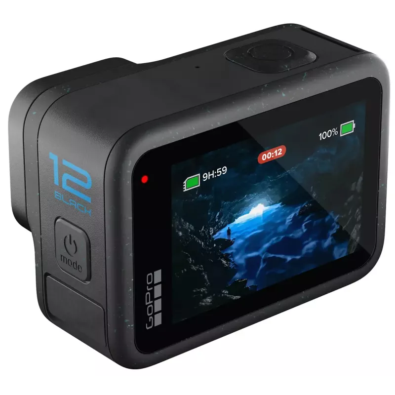 Action kamera GoPro HERO12 Black — 5K Ultra HD, 240 kadri/s, 27 MP CMOS, 177° skata leņķis, LCD, MicroSD, Wi‑Fi
