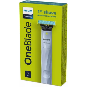 Folijniezējs Philips Norelco OneBlade QP1324/20 — bezvadu zils skuveklis, 30 min darbība, USB uzlāde, mazgājams, seko kontūrām