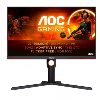 AOC G3 Q27G3XMN/BK datora monitors 68,6 cm (27 collas) 2560 x 1440 pikseļi 2K Ultra HD LED Melns, Sarkans