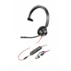 HP Poly Blackwire 3315 Monauralā austiņa ar USB-C un 3.5 mm ligzdu, komplektā USB-C/A adapteris