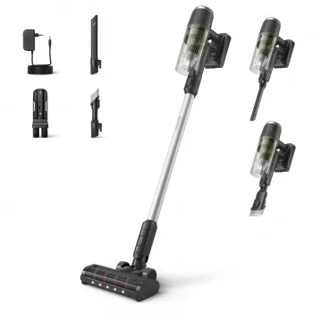 Stikla putekļsūcējs Philips XC3033/01 — 25.2V litija-jonu, bezmaisiņu ciklons, 1.5 kg, noņemams rokas bloks, zaļš/melns