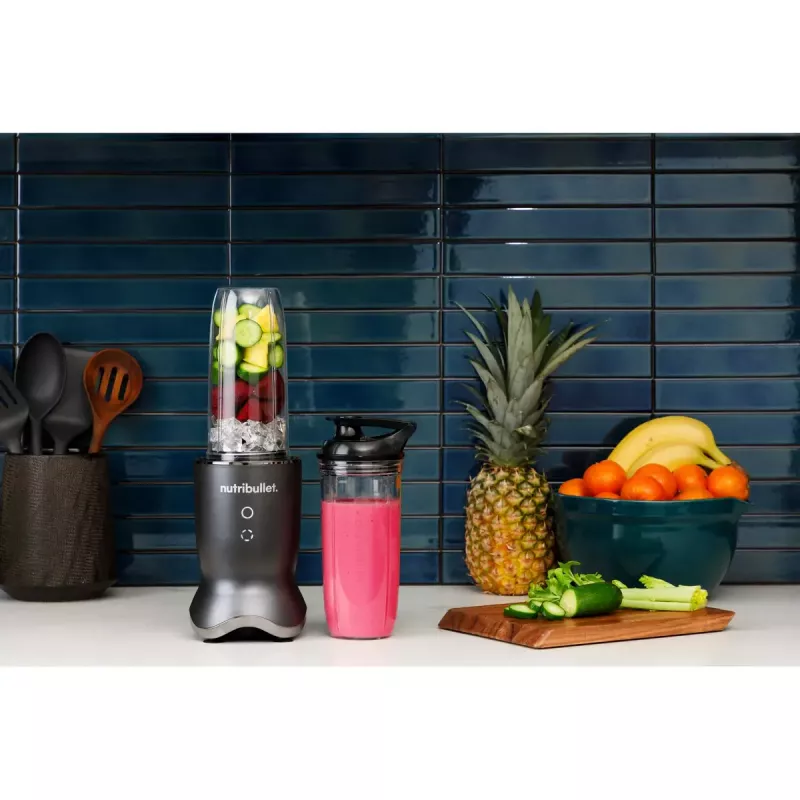 NutriBullet NB1206DGCC 0.9 L Galda blenderis 1200 W Melns, Caurspīdīgs