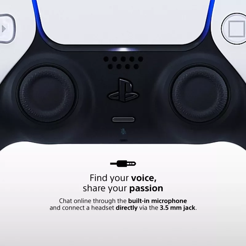 Spēļu kontrolieris Sony DualSense V2 — PlayStation 5, Bluetooth/USB, USB-C, iebūvēts akumulators, balts