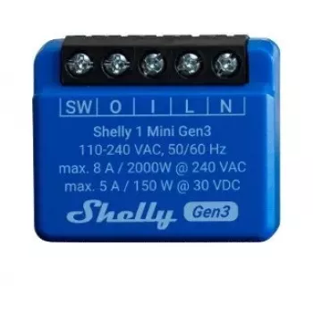 Shelly 1 Mini Gen3 viedais slēdzis 1P bezvadu 110-240V
