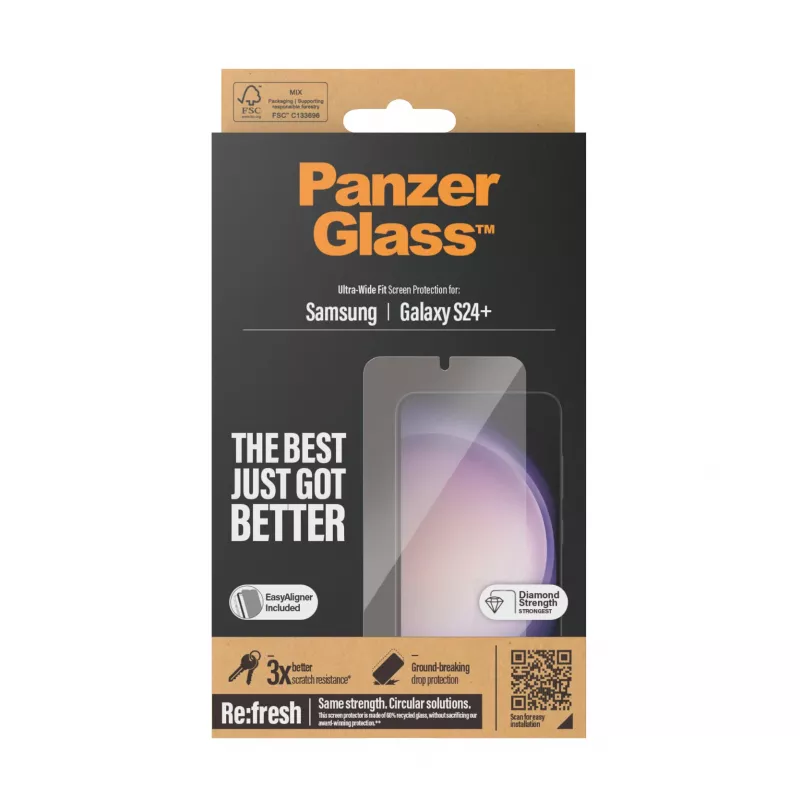 PanzerGlass® ekrāna aizsargs Samsung Galaxy S24+ | Ultra-Wide Fit ar EasyAligner