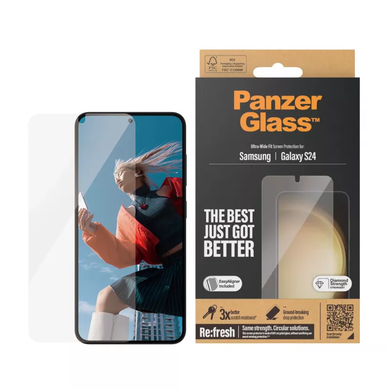 PanzerGlass® Ekrāna aizsargs Samsung Galaxy S24 | Ultra-Wide Fit ar EasyAligner