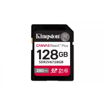 Kingston Technology 128GB Canvas React Plus SDXC UHS-II 280R/100W U3 V60 Full HD/4K atmiņas karte