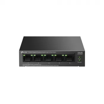 Slēdzis TP-LINK LiteWave 5-Port Gigabit Desktop ar 4-Port PoE+ (5x Gigabit, 4 PoE+, 65W PoE budžets)